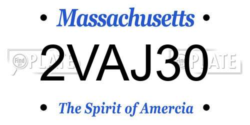 2VAJ30 Massachusetts License Plate