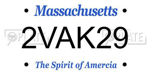 2VAK29 Massachusetts License Plate