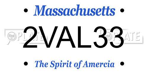 2VAL33 Massachusetts License Plate