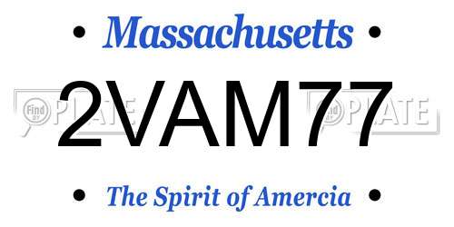 2VAM77 Massachusetts License Plate
