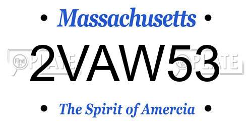 2VAW53 Massachusetts License Plate