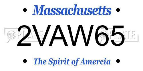 2VAW65 Massachusetts License Plate
