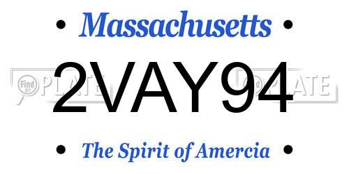 2VAY94 Massachusetts License Plate