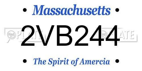 2VB244 Massachusetts License Plate