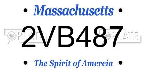 2VB487 Massachusetts License Plate