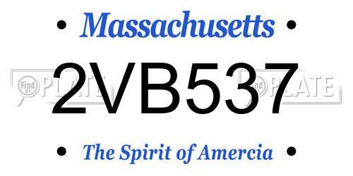 2VB537 Massachusetts License Plate