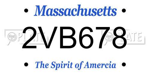 2VB678 Massachusetts License Plate
