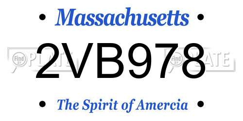 2VB978 Massachusetts License Plate