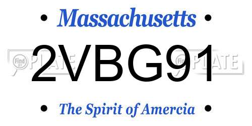 2VBG91 Massachusetts License Plate