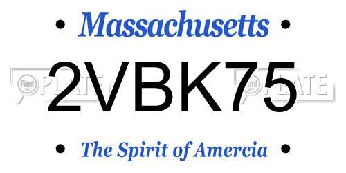 2VBK75 Massachusetts License Plate