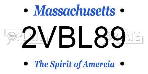 2VBL89 Massachusetts License Plate