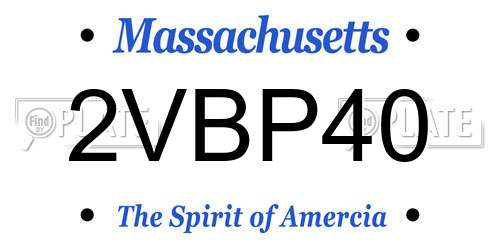 2VBP40 Massachusetts License Plate