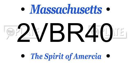 2VBR40 Massachusetts License Plate