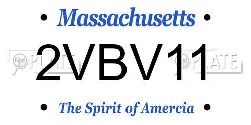 2VBV11 Massachusetts License Plate