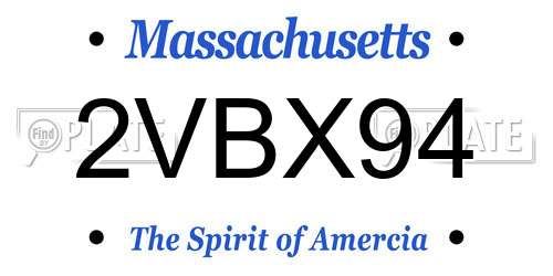 2VBX94 Massachusetts License Plate