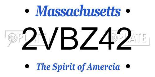 2VBZ42 Massachusetts License Plate