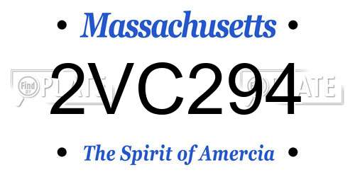 2VC294 Massachusetts License Plate