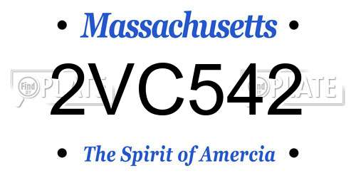 2VC542 Massachusetts License Plate