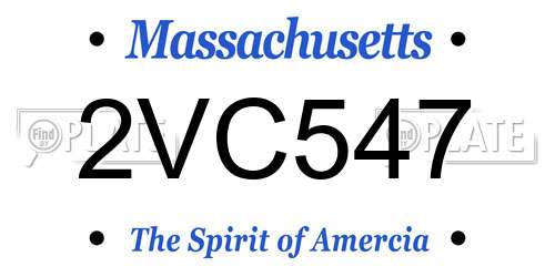 2VC547 Massachusetts License Plate