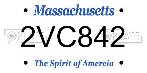 2VC842 Massachusetts License Plate