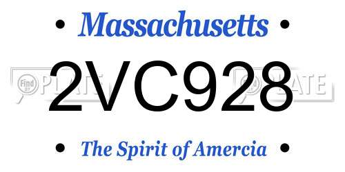 2VC928 Massachusetts License Plate