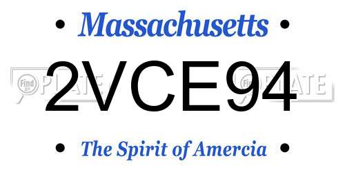 2VCE94 Massachusetts License Plate