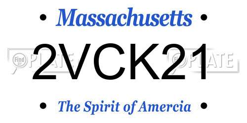 2VCK21 Massachusetts License Plate