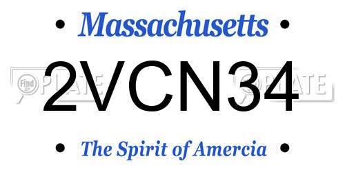 2VCN34 Massachusetts License Plate