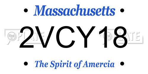 2VCY18 Massachusetts License Plate