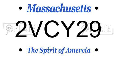 2VCY29 Massachusetts License Plate