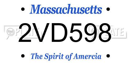 2VD598 Massachusetts License Plate