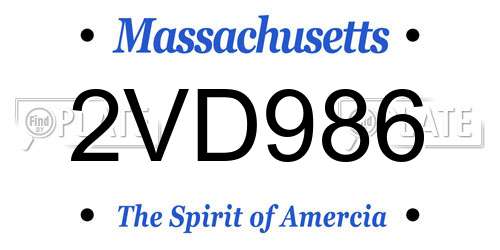 2VD986 Massachusetts License Plate