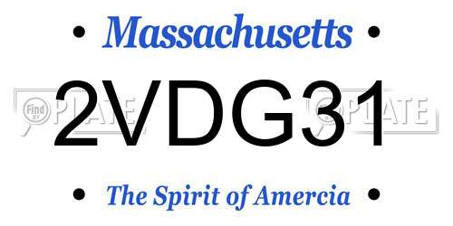 2VDG31 Massachusetts License Plate