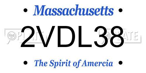 2VDL38 Massachusetts License Plate