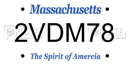 2VDM78 Massachusetts License Plate