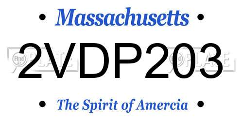 2VDP203 Massachusetts License Plate