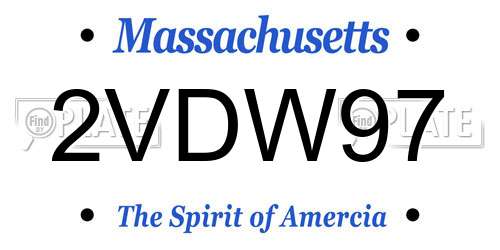 2VDW97 Massachusetts License Plate
