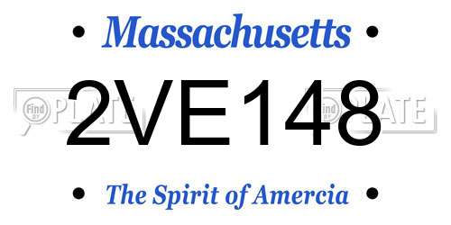 2VE148 Massachusetts License Plate