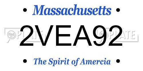 2VEA92 Massachusetts License Plate