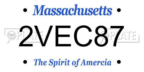 2VEC87 Massachusetts License Plate