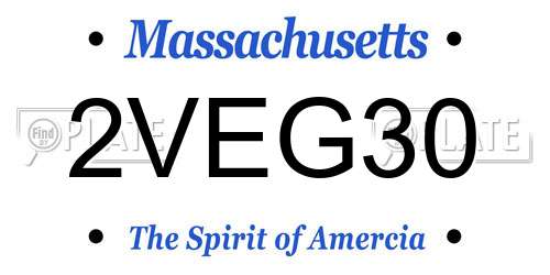 2VEG30 Massachusetts License Plate