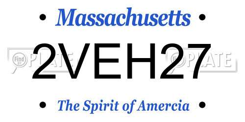 2VEH27 Massachusetts License Plate