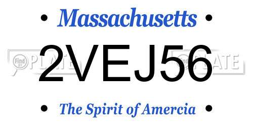 2VEJ56 Massachusetts License Plate