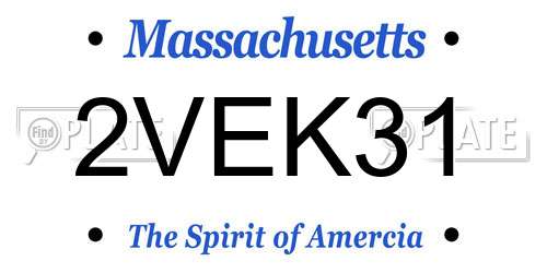 2VEK31 Massachusetts License Plate