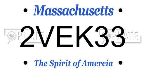 2VEK33 Massachusetts License Plate