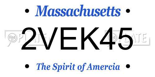 2VEK45 Massachusetts License Plate