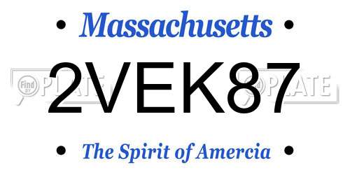 2VEK87 Massachusetts License Plate