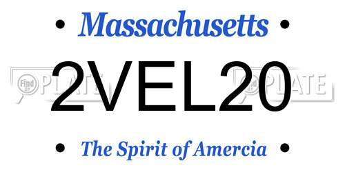 2VEL20 Massachusetts License Plate