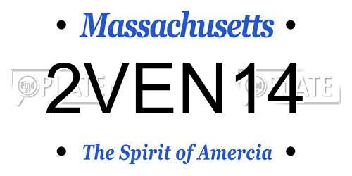 2VEN14 Massachusetts License Plate