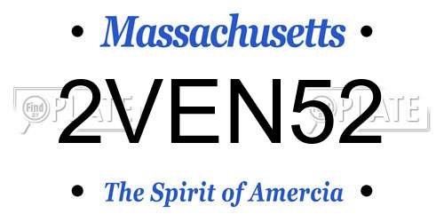 2VEN52 Massachusetts License Plate